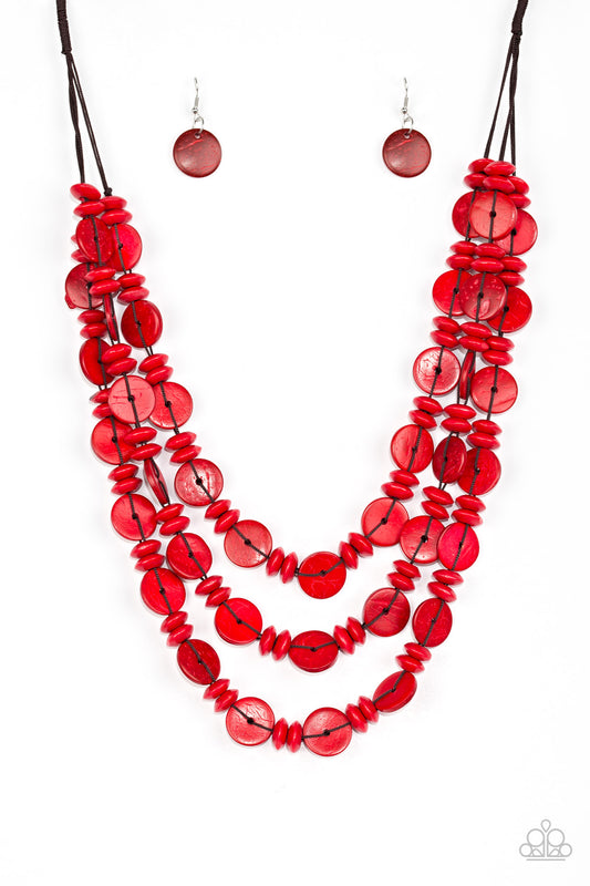 Barbados Bopper - Red - Necklace - Paparazzi Accessories
