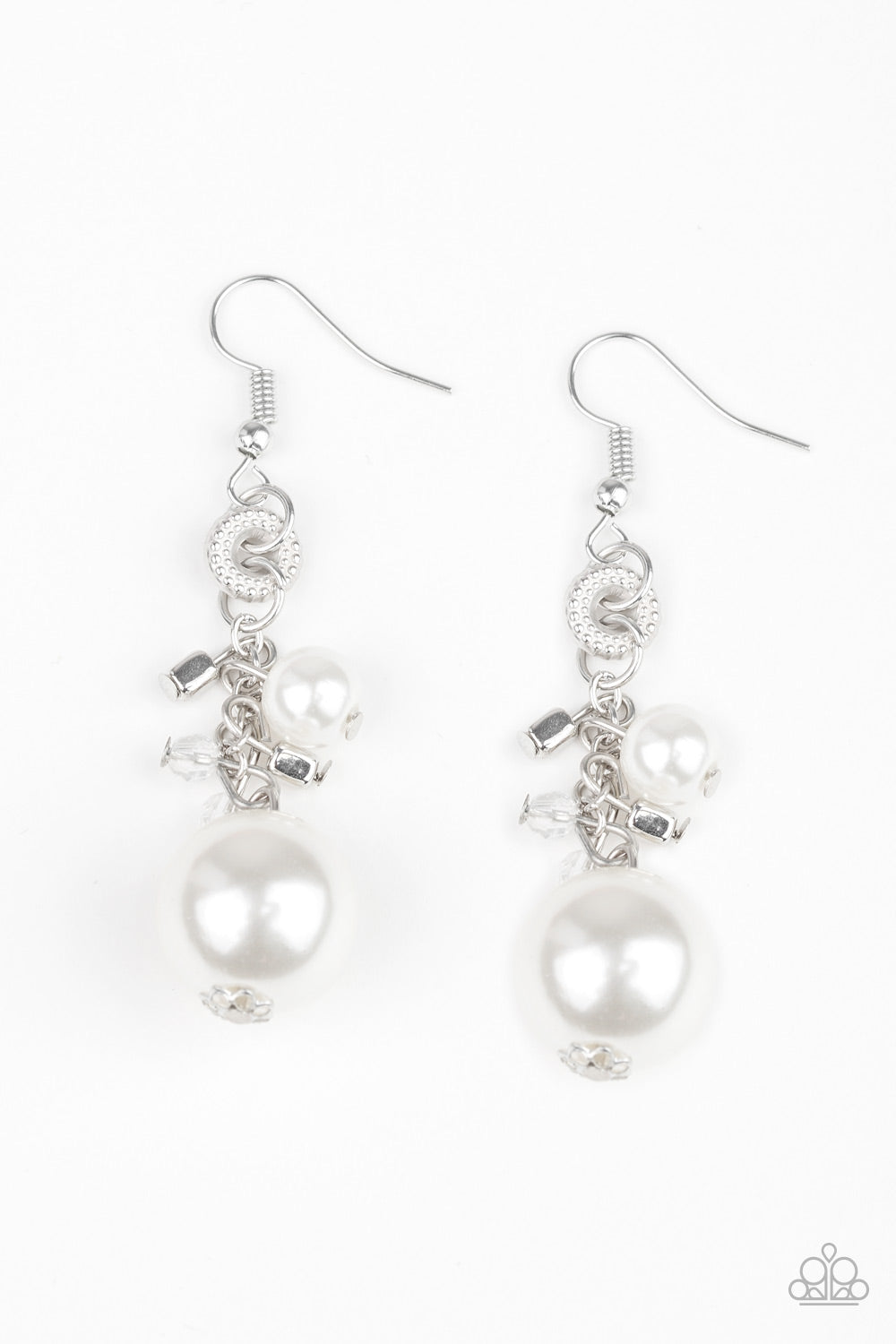 Timelessly Traditional - White - Earrings - Paparazzi Accessories