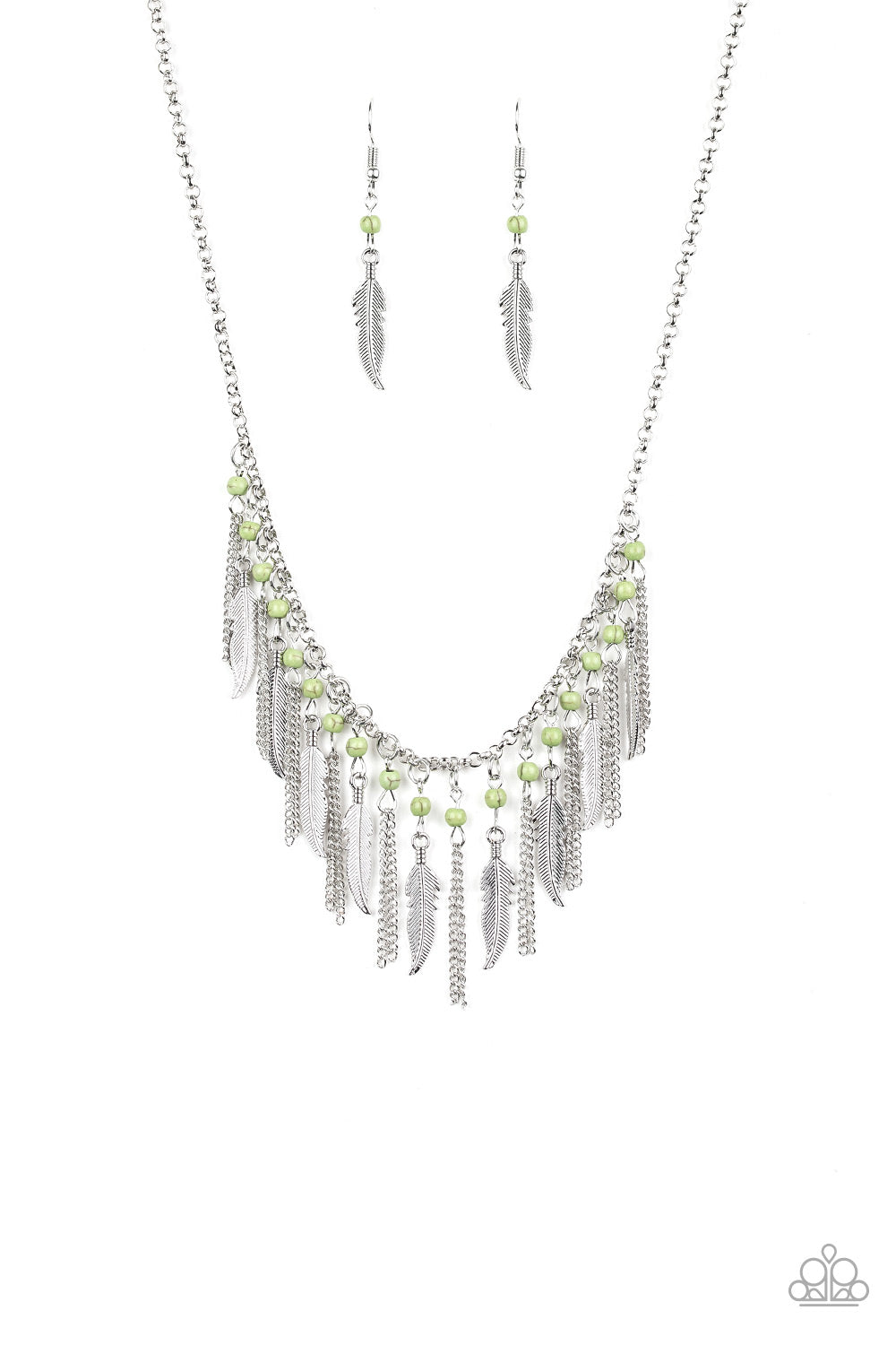 Feathered Ferocity - Green - Necklace - Paparazzi Accessories