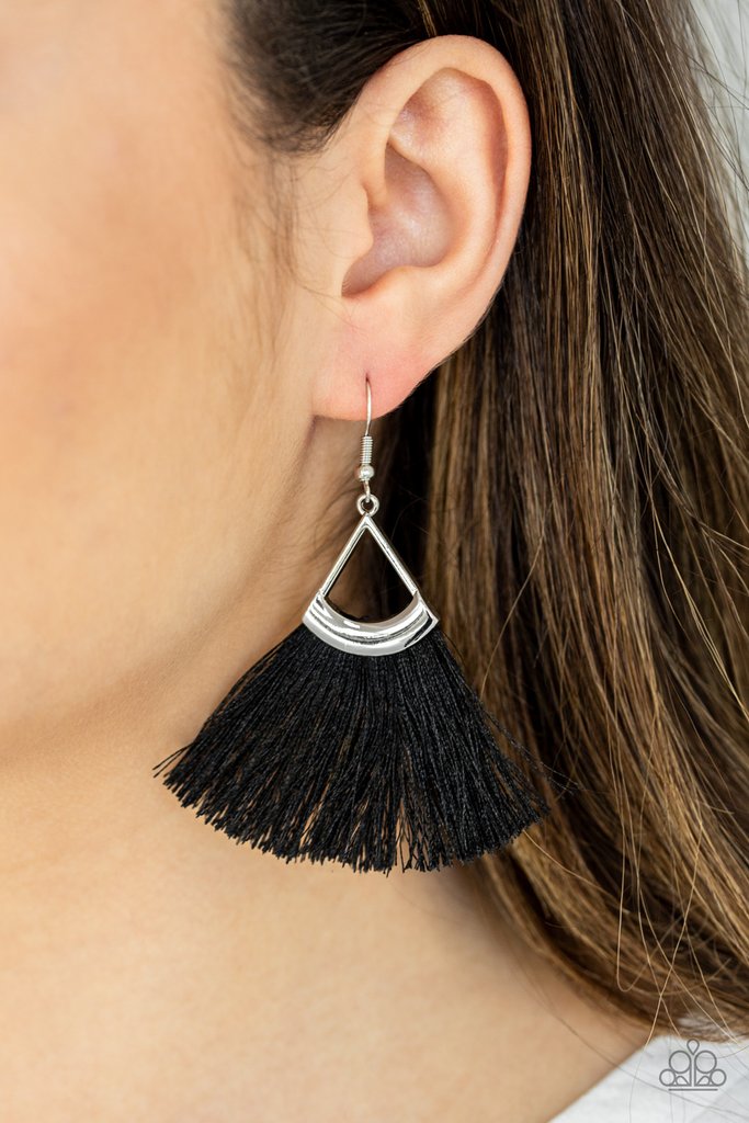 Tassel Tuesdays - Black - Earrings - Paparazzi Accessories