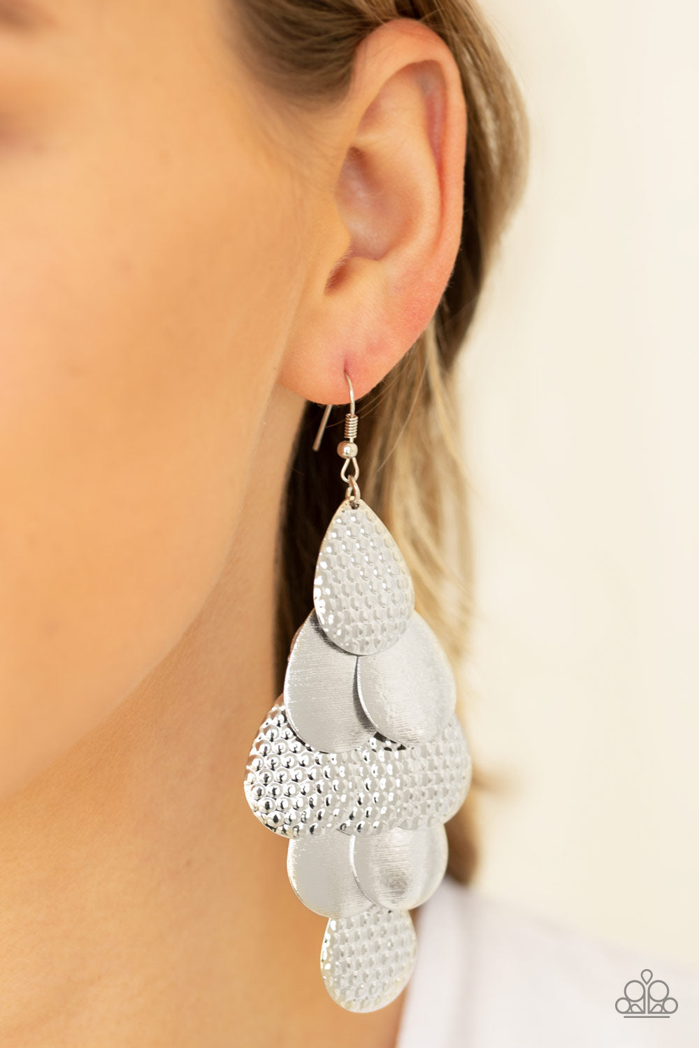 Chime Time - Silver - Earrings - Paparazzi Accessories