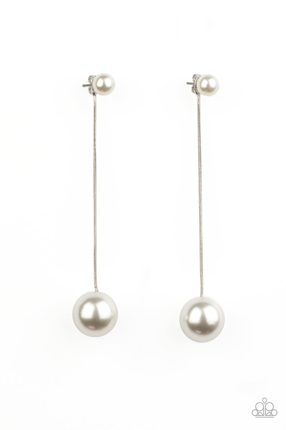 Extended Elegance - White - Earrings - Paparazzi Accessories