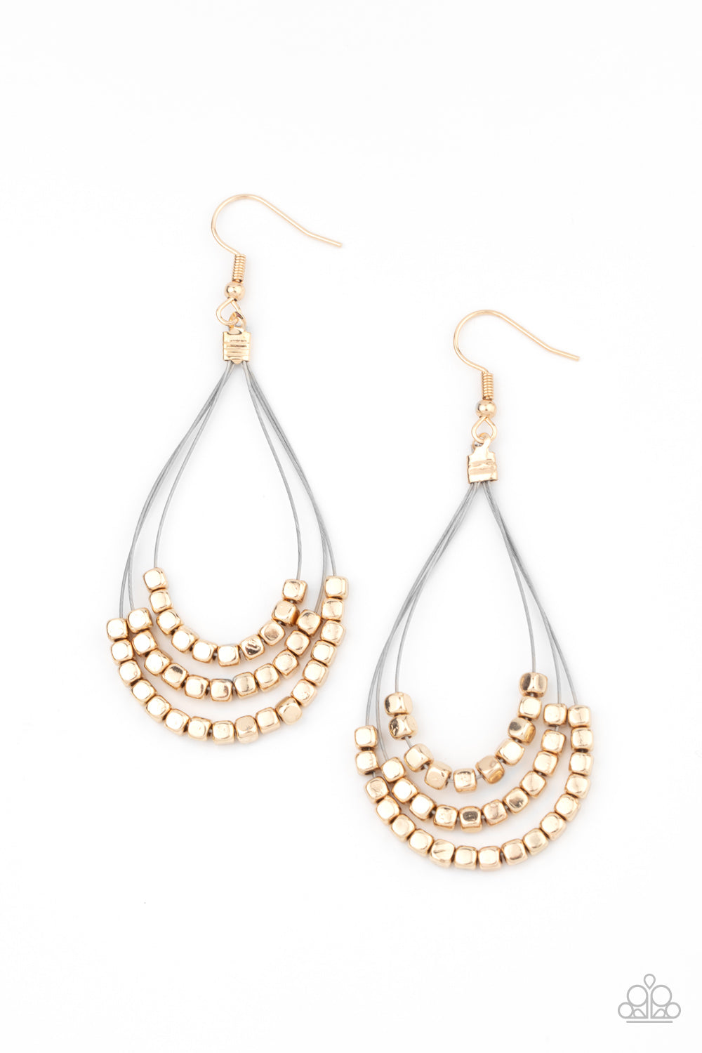 Off The Blocks Shimmer - Gold - Earrings - Paparazzi Accessories