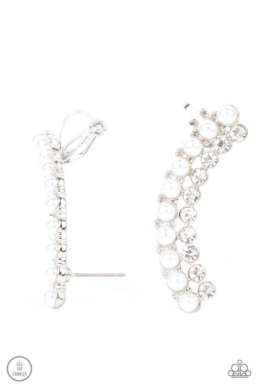 Doubled Down On Dazzle - White - Earrings - Paparazzi Accessories