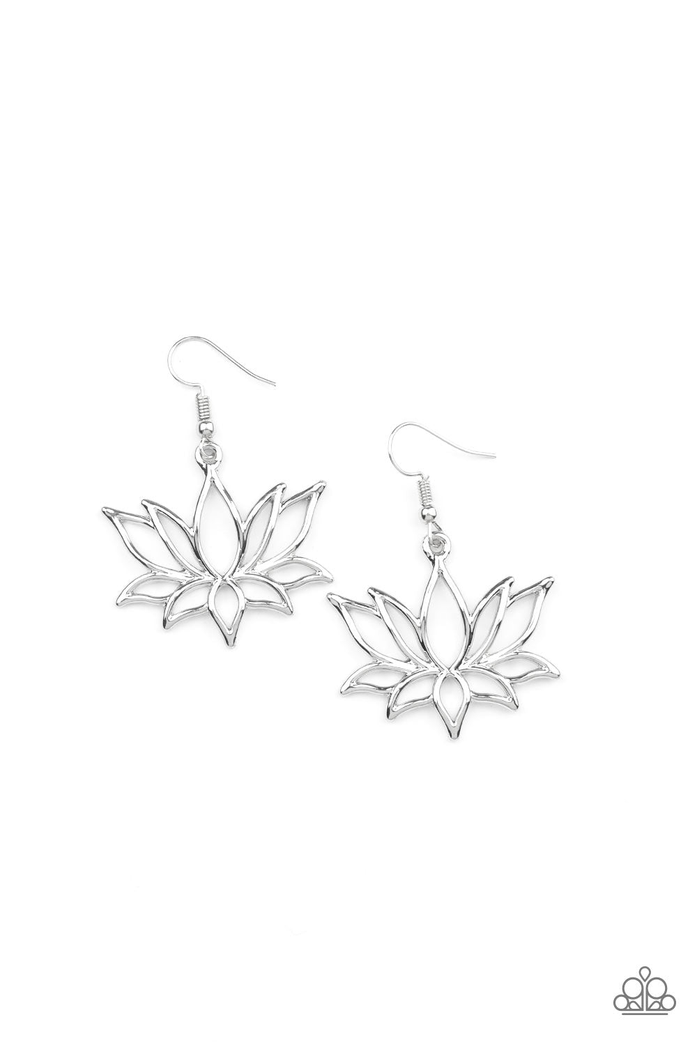 Lotus Ponds - Silver - Earrings - Paparazzi Accessories