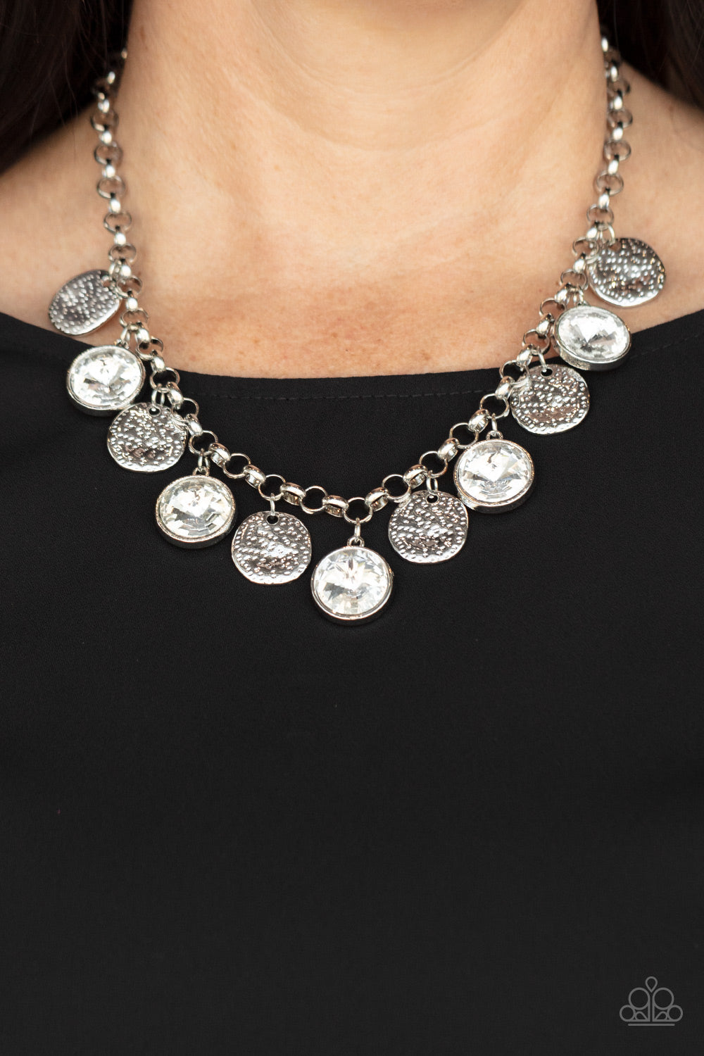Spot On Sparkle - White - Necklace - Paparazzi Accessories