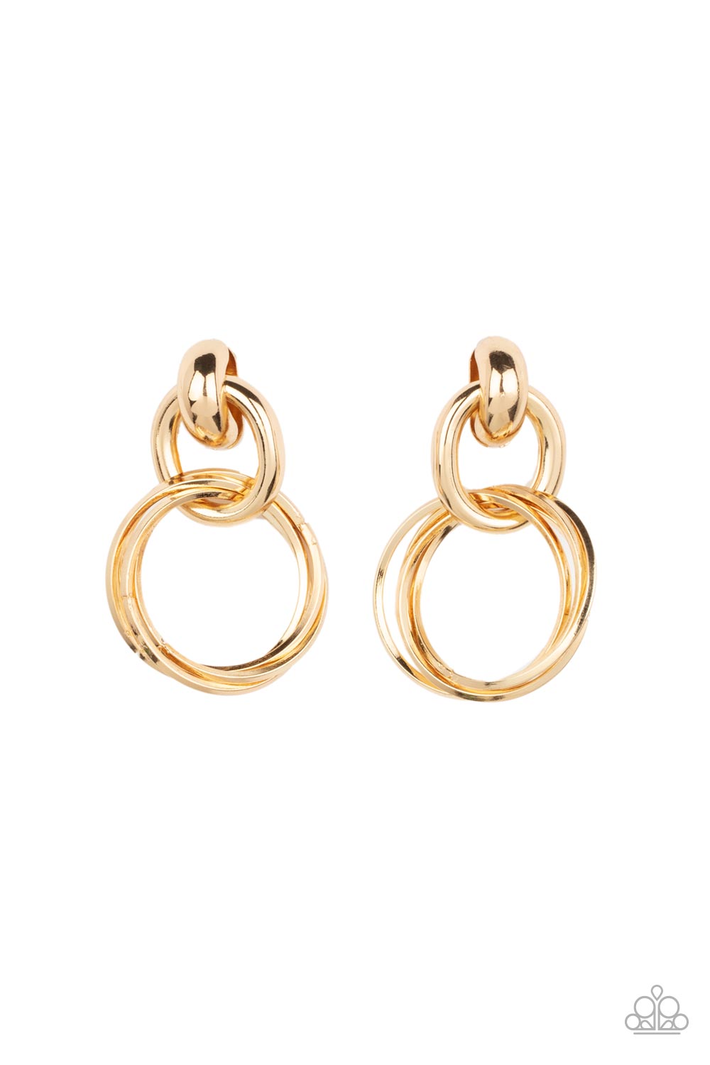 Dynamically Linked - Gold - Earrings - Paparazzi Accessories