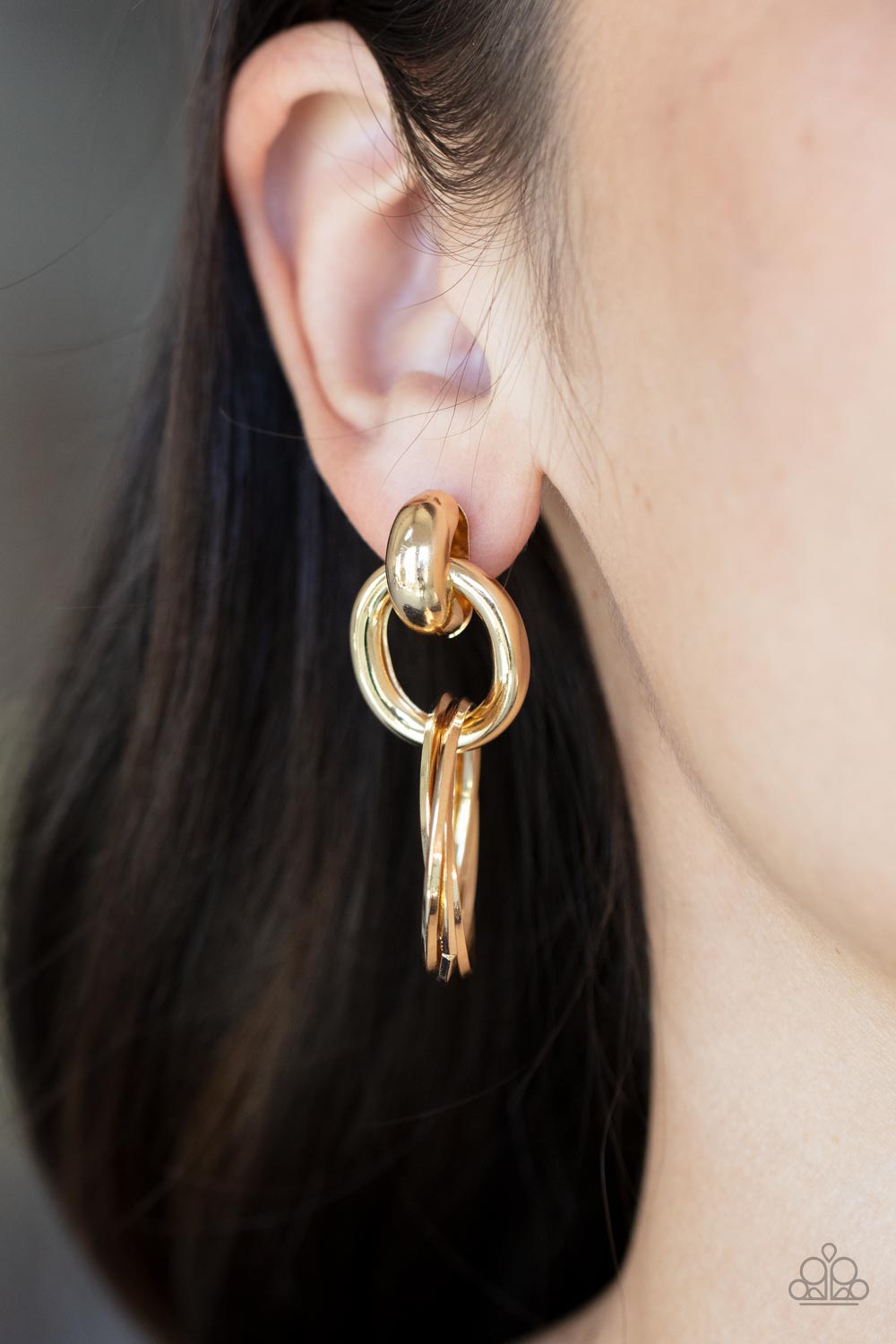 Dynamically Linked - Gold - Earrings - Paparazzi Accessories