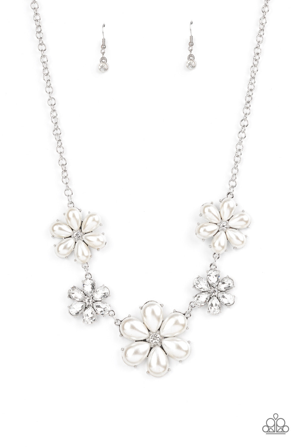 Fiercely Flowering - White - Necklaces - Paparazzi Accessories