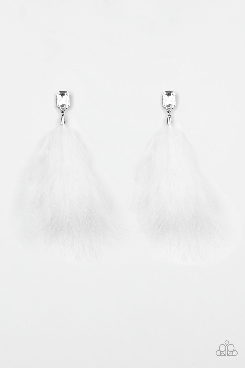 The SHOWGIRL Must Go On! - White - Earrings - Paparazzi Accessories