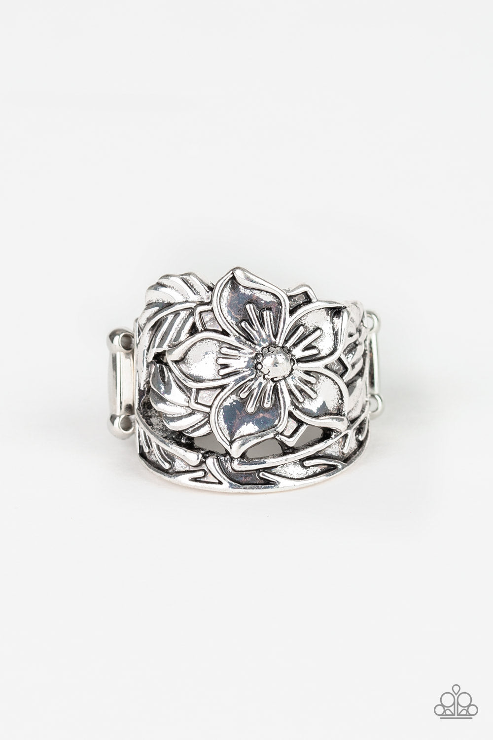 Hibiscus Highland - Silver - Rings - Paparazzi Accessories