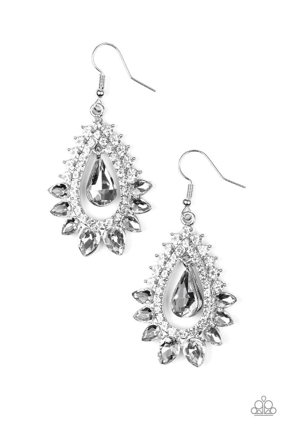 Boss Brilliance - Silver - Earrings - Paparazzi Accessories