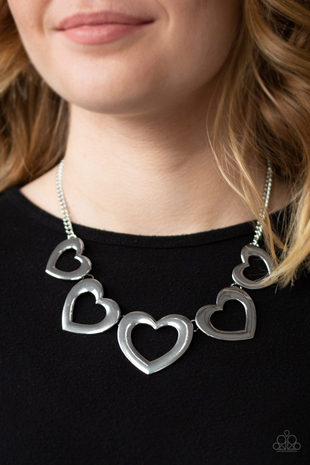 Hearty Hearts - Silver - Necklace - Paparazzi Accessories