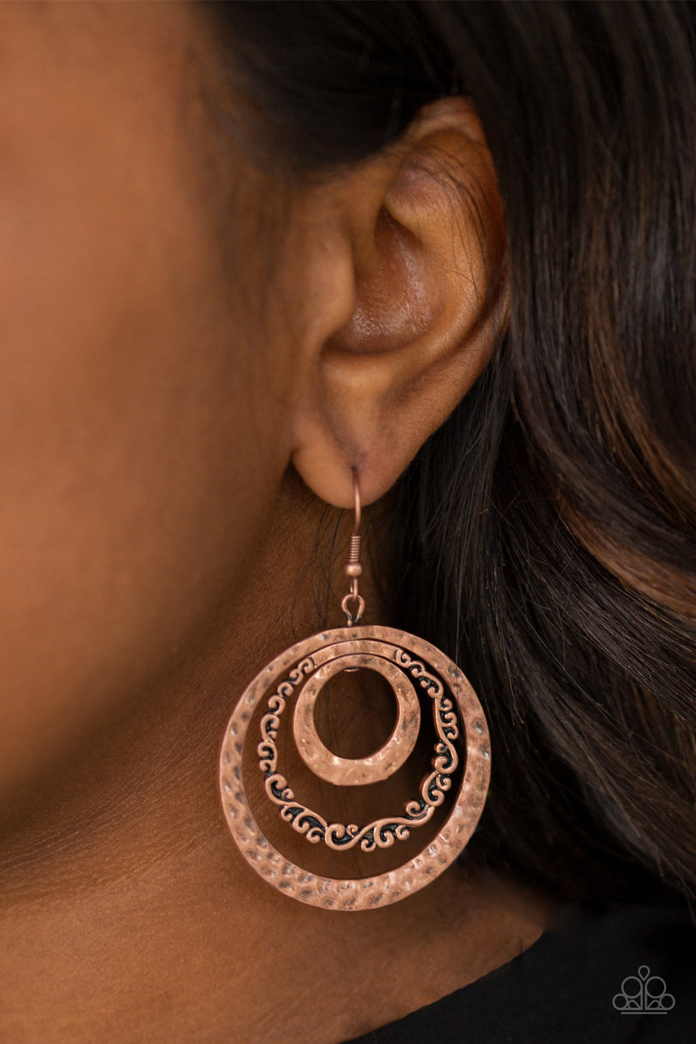 Out Of Control Shimmer - Copper - Earrings - Paparazzi Accessories