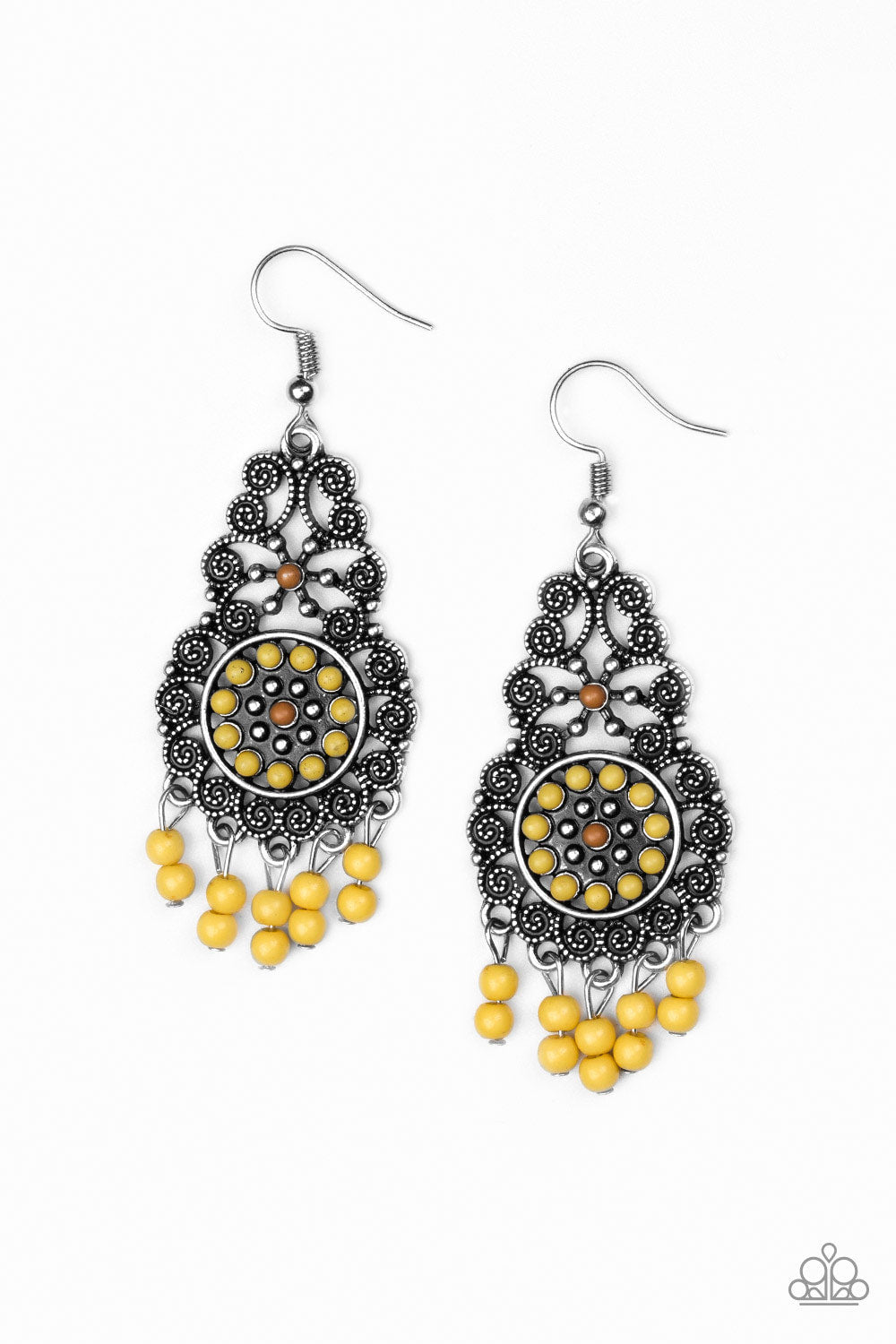 Courageously Congo - Yellow - Earrings - Paparazzi Accessories