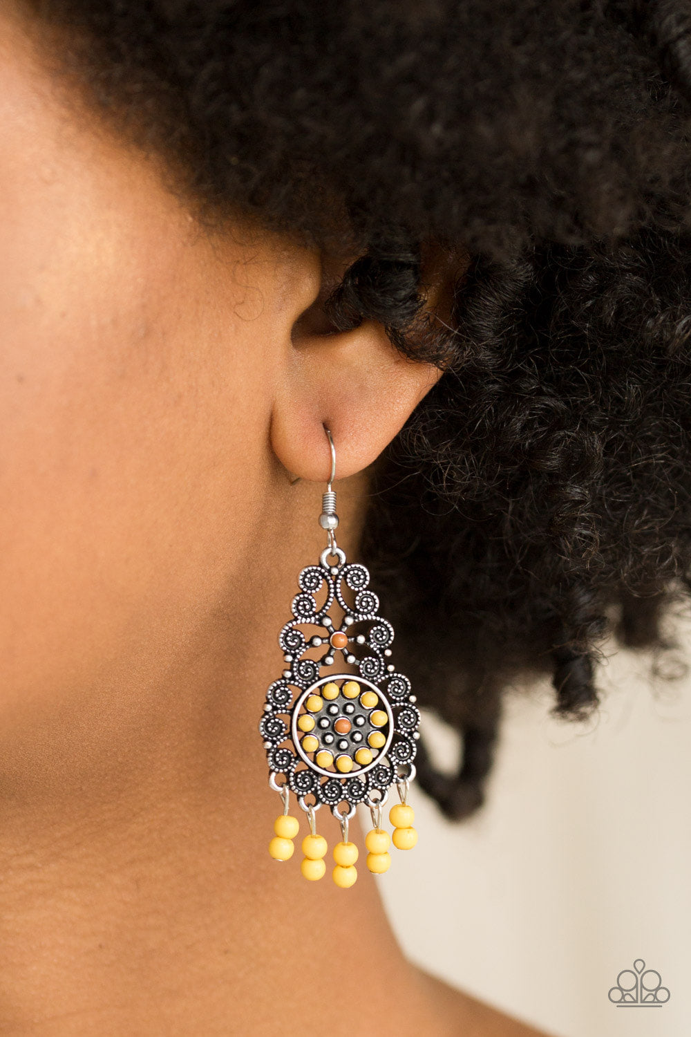 Courageously Congo - Yellow - Earrings - Paparazzi Accessories