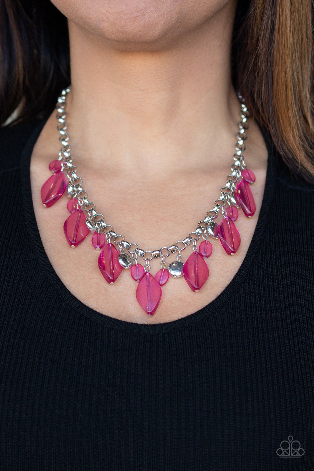 Malibu Ice - Pink - Necklace - Paparazzi Accessories